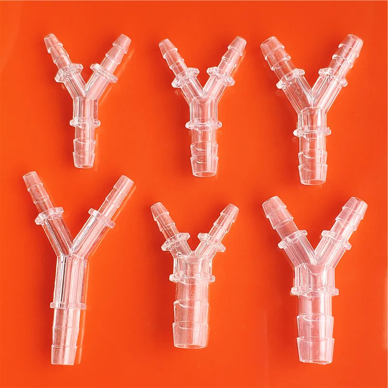 2pcs/lot Plastic Reducing Y Type Hose Tee Silicone Tube Water Pipe Connectors Joint Aquarium Parts Food Grade Drop Shipping