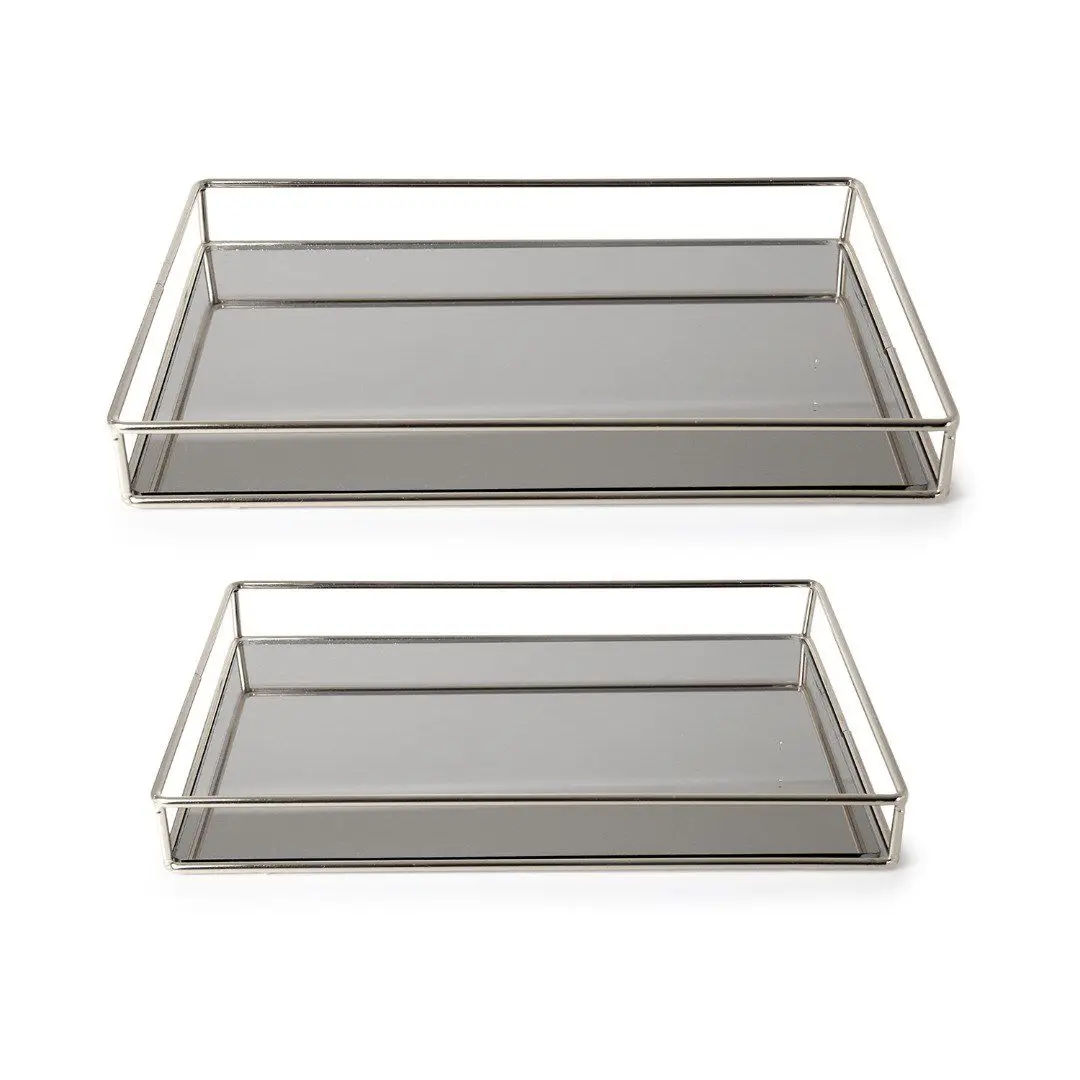 DOLBOVI Silk 2 Li Metal Wire Rectangular Mirrored tray Silver tray поднос plateau de service