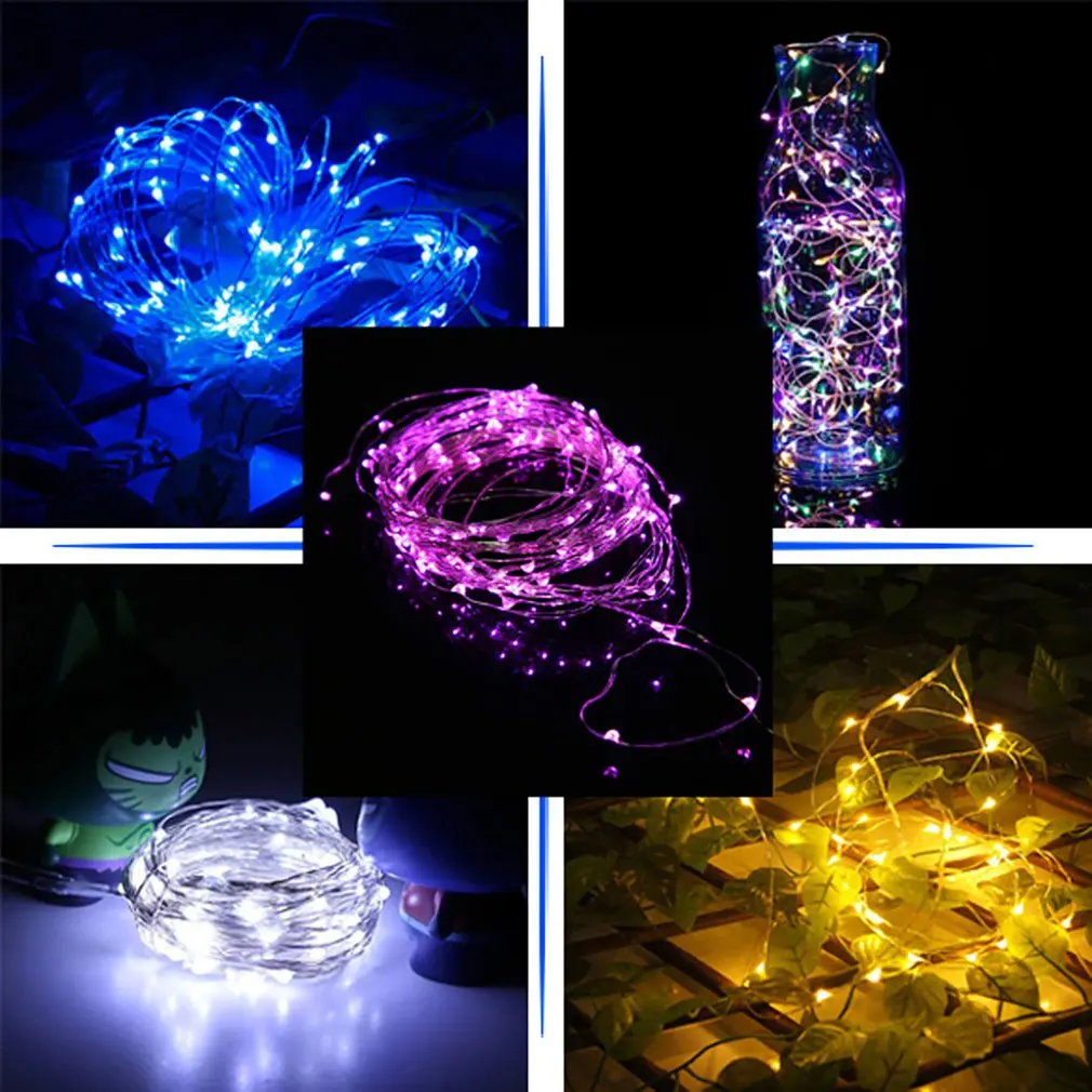10 متر أسلاك نحاسية فضية 100 LED سلسلة أضواء مقاوم للماء عطلة الإضاءة ل الجنية شجرة عيد الميلاد حفل زفاف الديكور