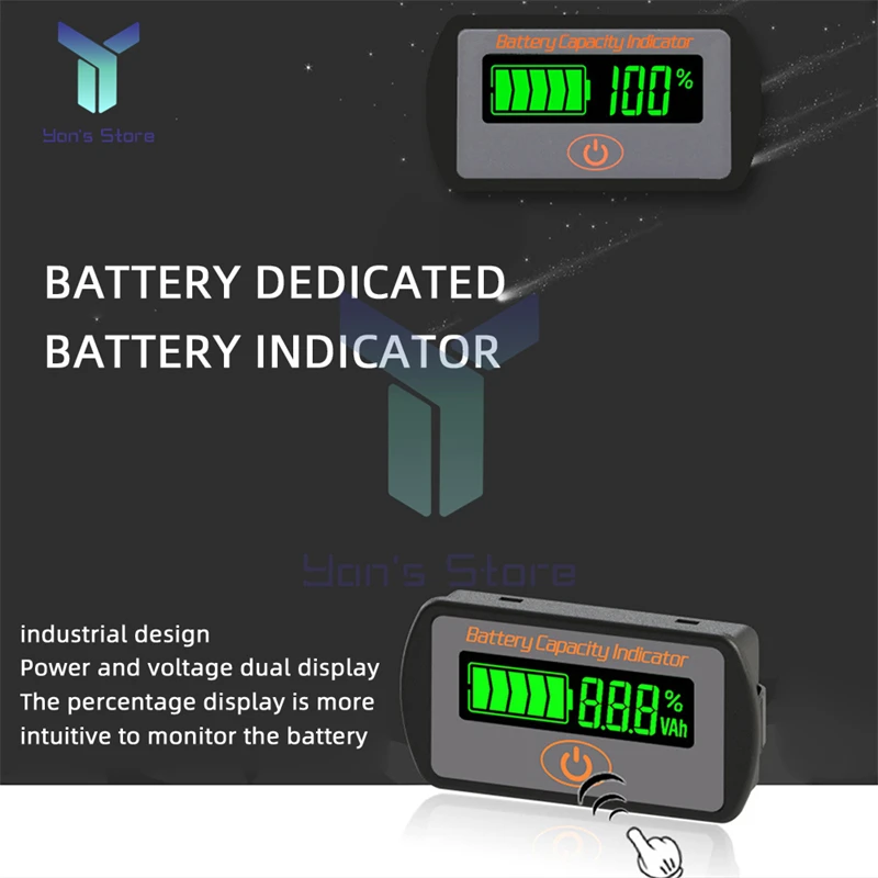 Imagem -03 - Lcd Auto Chumbo Ácido Bateria de Lítio Voltímetro Tensão Tester Toque Tensão Indicador de Capacidade da Bateria 1260v Ly7s Ajustável