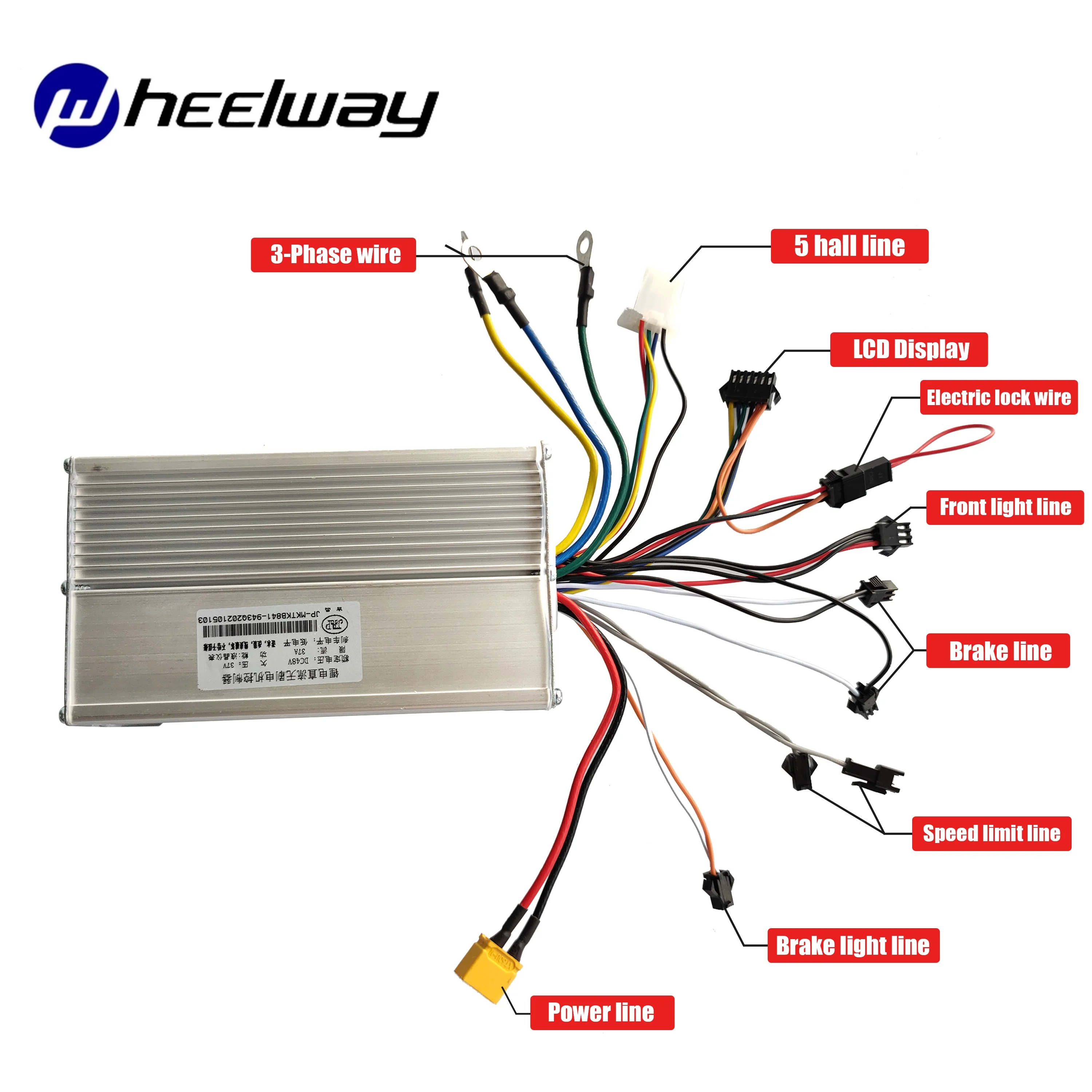 Electric Scooter Controller with LCD Display E-Bike Finger Throttle, 6 Pin Plug, LCD Meter, Bike Accessories, 36V, 48V, 52V, 60V