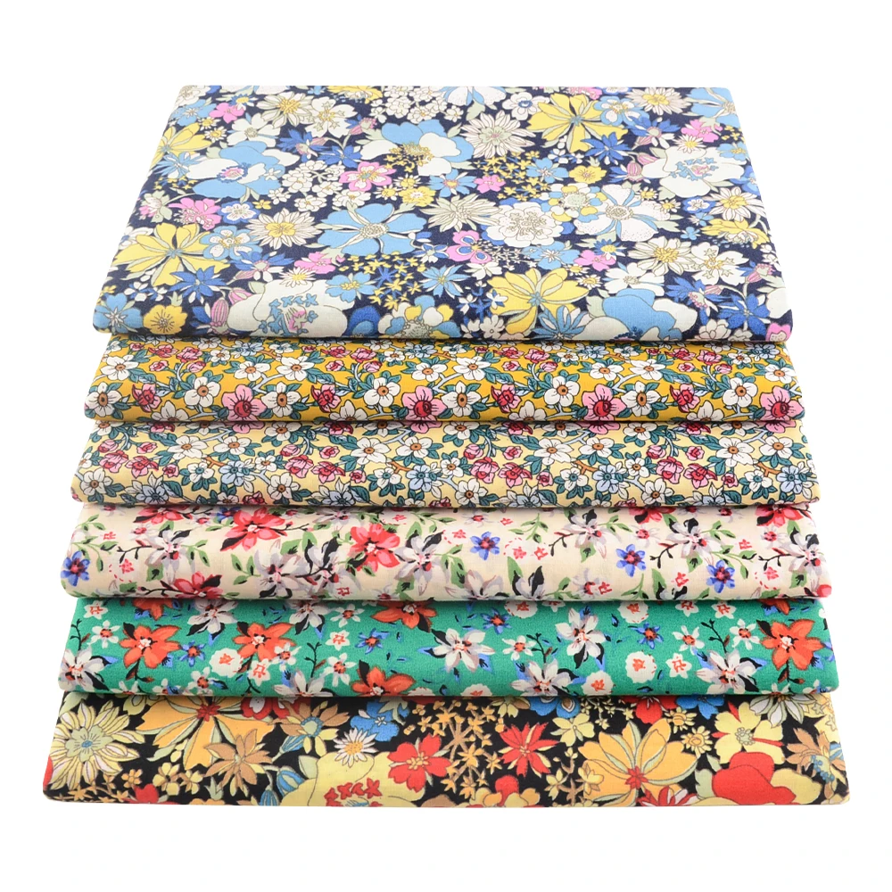 

Booksew 50x145cm Spring Poplin Cotton Cloth Printed Quilt Fabrics For Sewing Accessories Dress Needlework Patchwork by the Meter