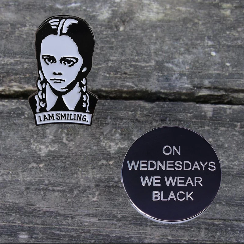 Dark Wednesday Addams Badge Halloween Gothic Punk Enamel Pin Gothic Dark Healing Festive Movie Brooch