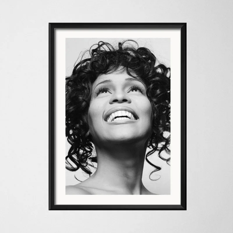 Poster And Prints Whitney Houston Pop Star Singer Woman Black White Canvas Painting Art Wall Pictures Home Decor quadro cuadros