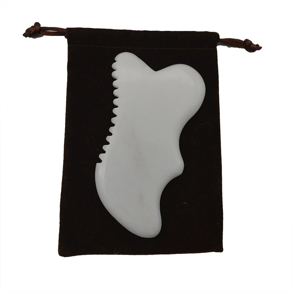 New Shape White Jade Gouache Stone, Gua Sha Scraper for Skin Lifting