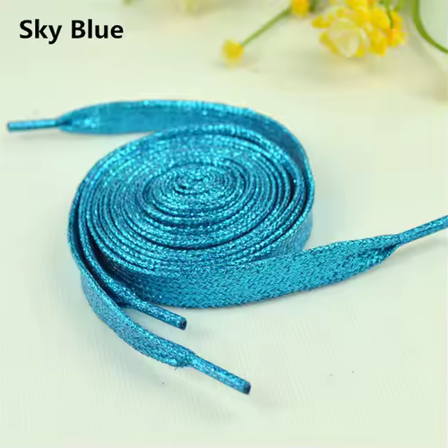 1 cm Width Colorful Lurex Shoelaces Trendy Bright Colorful Fall Winter Shoelaces Sneaker White Casual Sports Leather Shoes Laces - Image 18