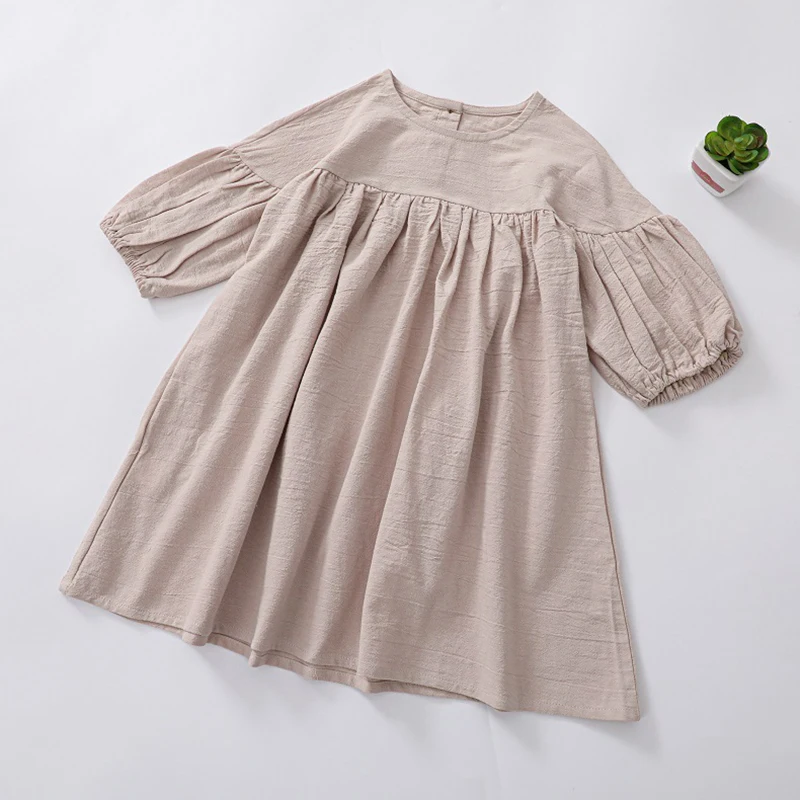 Spring Autumn Kids Baby Girls Dress Girls Pure Color Long Sleeve Princess Dress 1-5Yrs Kids Baby Girls Dress Children Clothes image 2