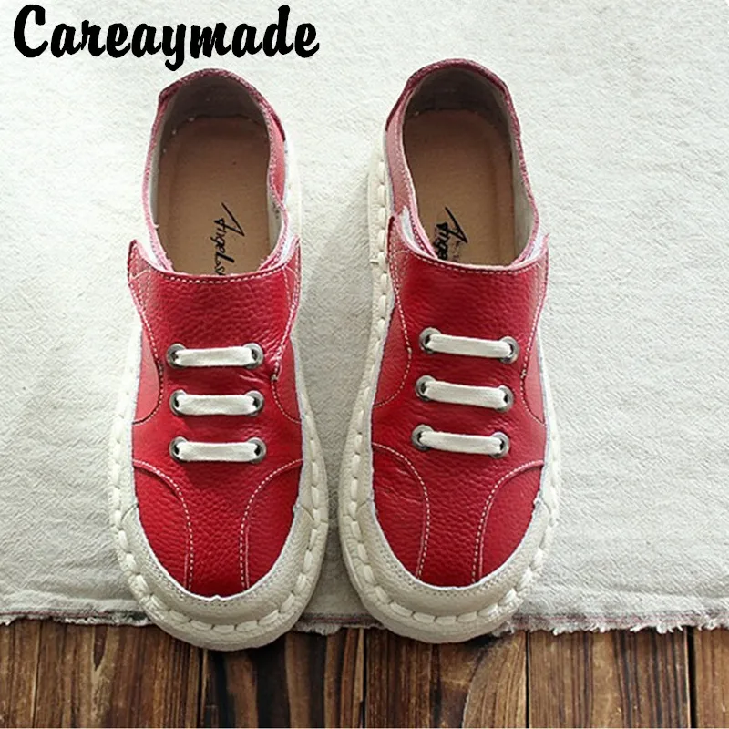 Careaymade-Genuine Leather and ankle boots,Casual hand-made shoes,The retro art mori girl super soft shoes,Customized colors