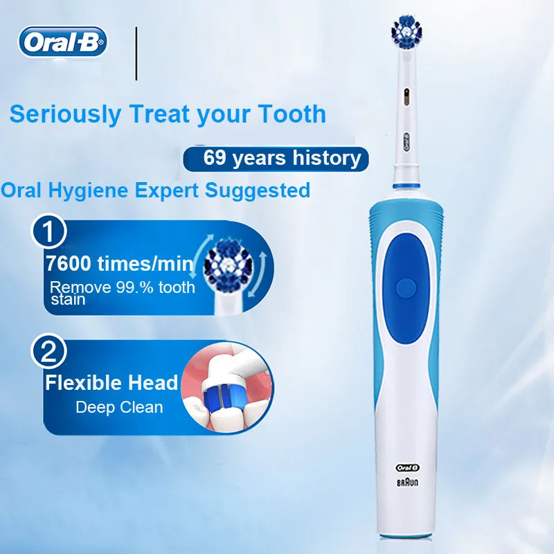 Oral B D12 Series Vitality Electric Toothbrush Soft Bristle Repalcement Brush Head with Travle Box Rechargeable IPX7 Waterproof