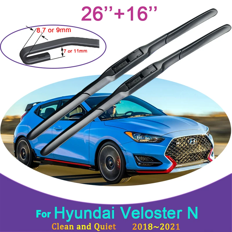 

for Hyundai Veloster N 2018 2019 2020 2021 Frameless Rubber Wiper Snow Scraping Front Windshield Brushes Car Accessories Sticker