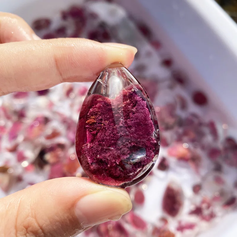 1pcs High Quality Natural  Pink Purple Phantom Quartz Pendant Irregular Shape Diy Ghost Crystal Necklace For Decorate Gift