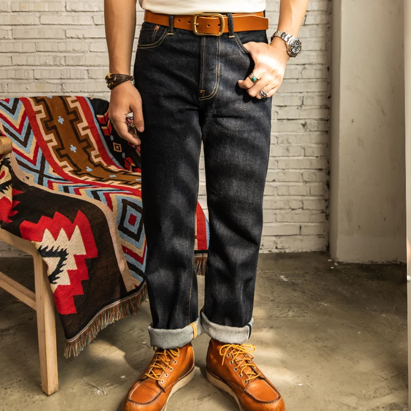 Red Tornado-pantalones vaqueros para hombre, Jeans de 14 onzas, con borde de Selvedge, de pierna Regular, azul, 47501