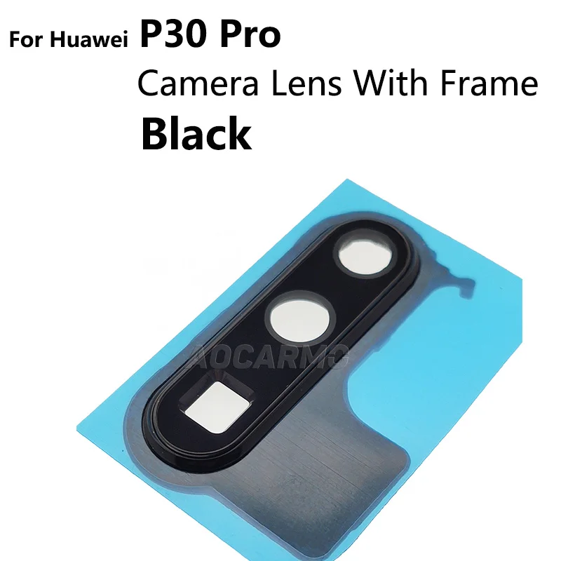 Aocarmo For Huawei P30 Pro Rear Back Camera Lens Glass With Frame Cover + Sticker Replacement Part For Huawei P30 Lite Repair