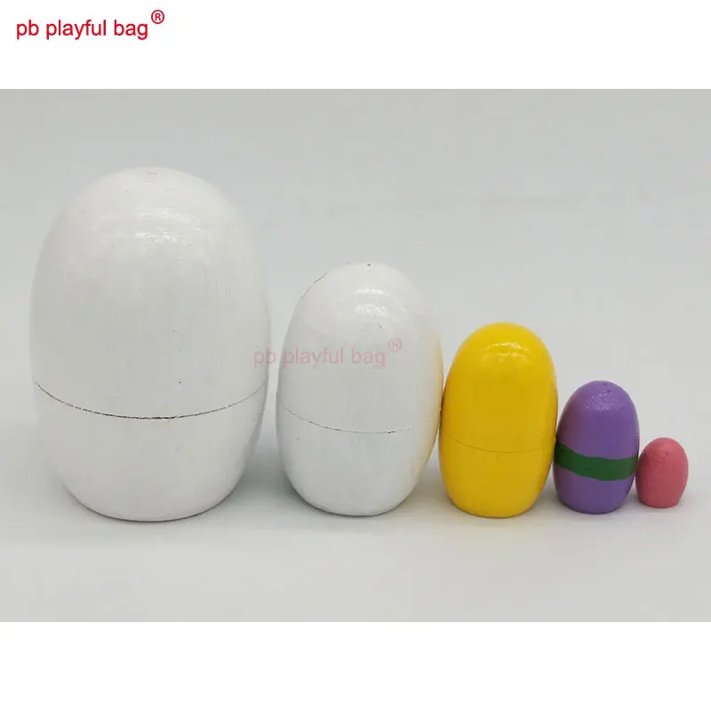 Five Layer Egg Shaped Rabbit Animal Russian Dolls Wooden Toy Set Crafts Decorations Kids Gift Russian Nesting Doll HG55