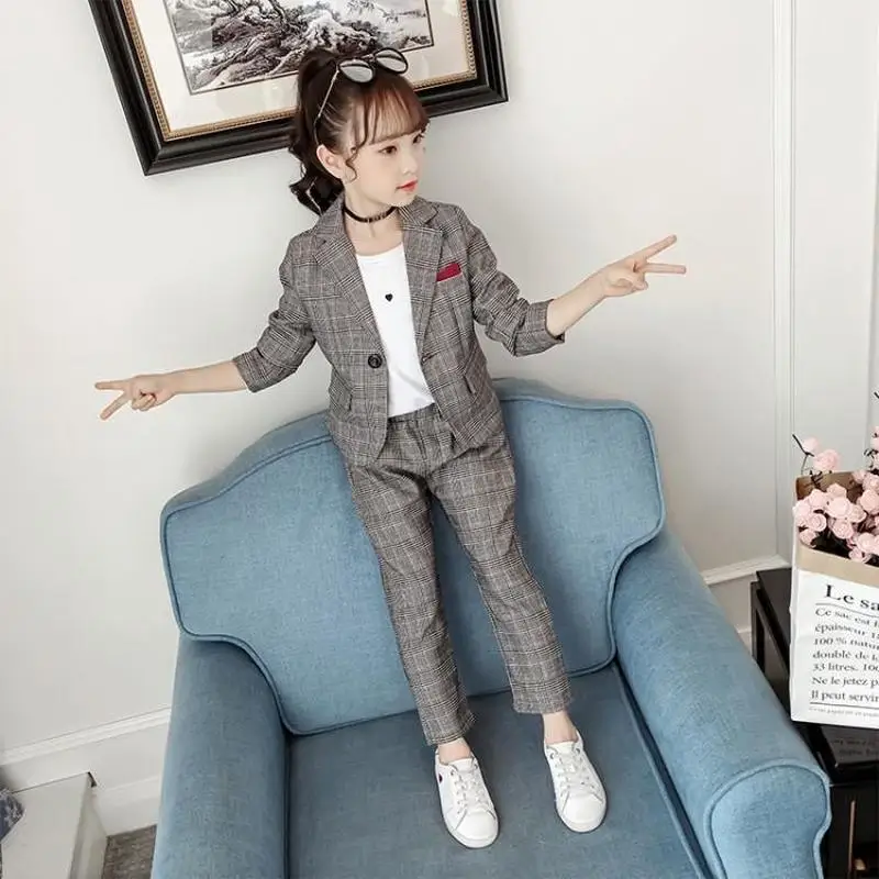 

Grey Check Is A Stylish Fall Girl's New 2019 Tailored Blazer Boutique Kids Clothing