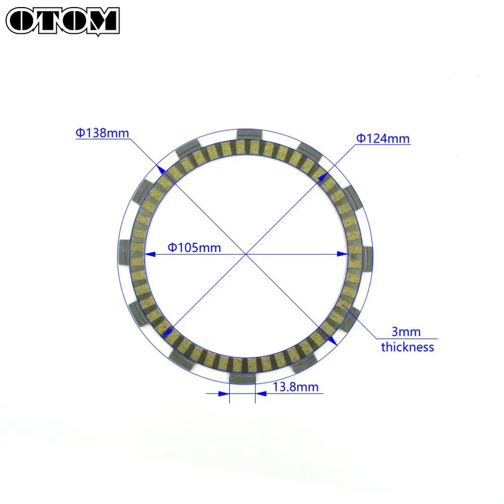 OTOM 9 Pcs Motorcycle Engine Parts Clutch Friction Plates Disc Kit High Quality Paper-based For YAMAHA YZ250F YZ250FX WR250F