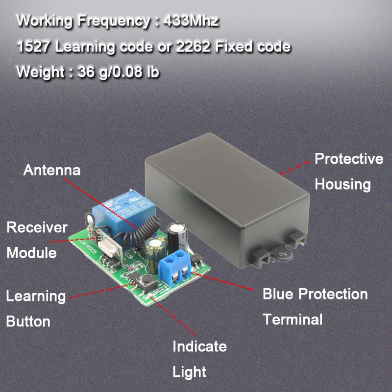 433Mhz bezprzewodowy RF pilot zdalnego sterowania uniwersalny AC 85 ~ 220V 1CH odbiornik z ON/OFF nadajnik dla Led DIY żarówka SmartHome LampLight