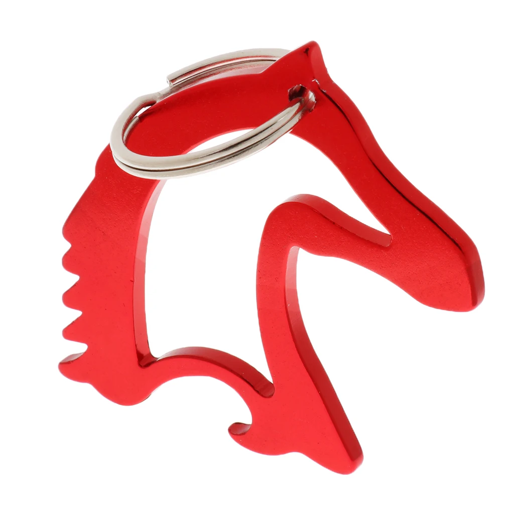 Portable Aluminum Alloy Horse Head Pattern Bottle Opener with Key Ring Keychain