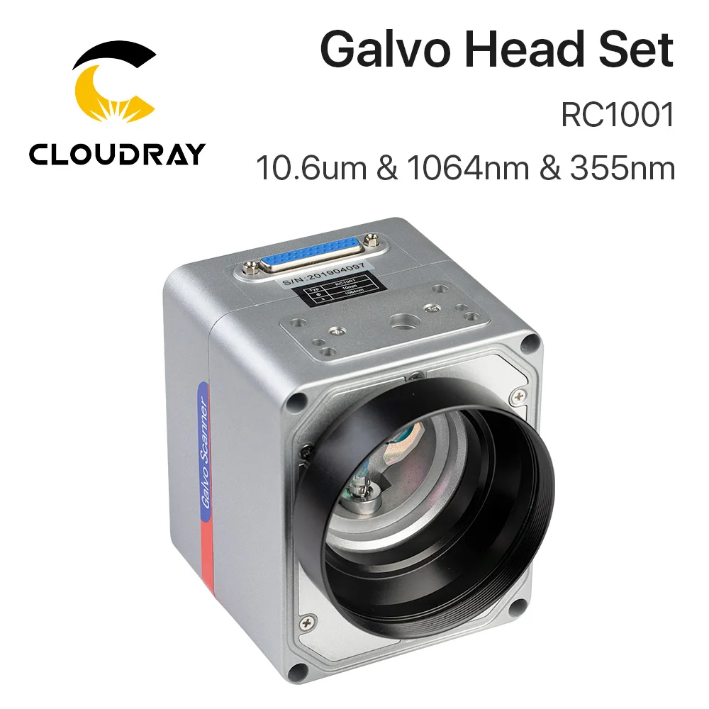 Cloudray RC1001 Fiber Laser Scanning Galvo Head Set 10.6um &1064nm & 355nm 10mm Galvanometer Scanner with Power Supply