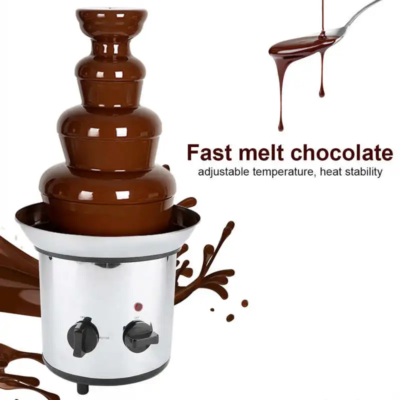 Máquina de fuente de Chocolate de 4 capas, diseño creativo, para derretir Chocolate con calefacción, Fondue, DIY, Hotpot en cascada