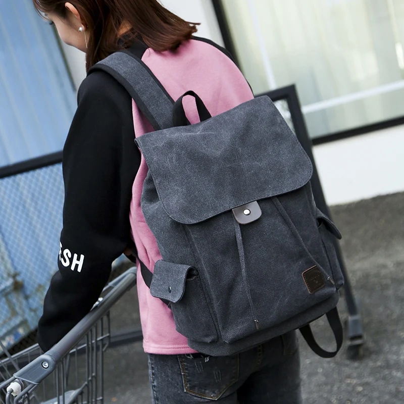 Neue Hohe Qualität Leinwand Männer Rucksack Große Schulter Schule Tasche Rucksack Für Jungen Reise Mode Camping Taschen Mode Einfache Taschen – Detail 7