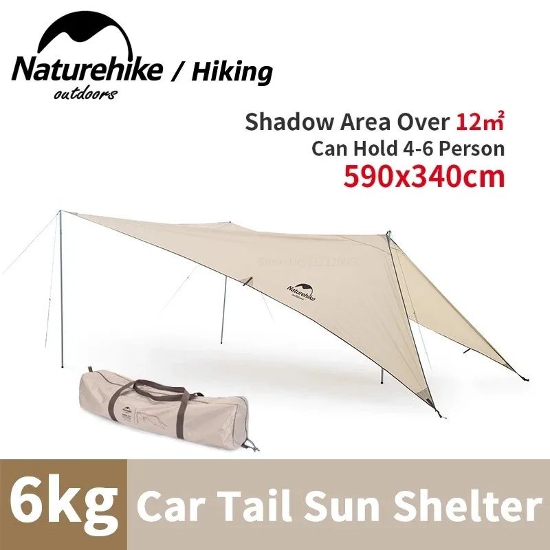 

Naturehike Camping Travel Car Tail Sun Shelter 4-6 Person 150D Waterproof Sunshade Portable Hiking Family Outdoor Picnic Canopy