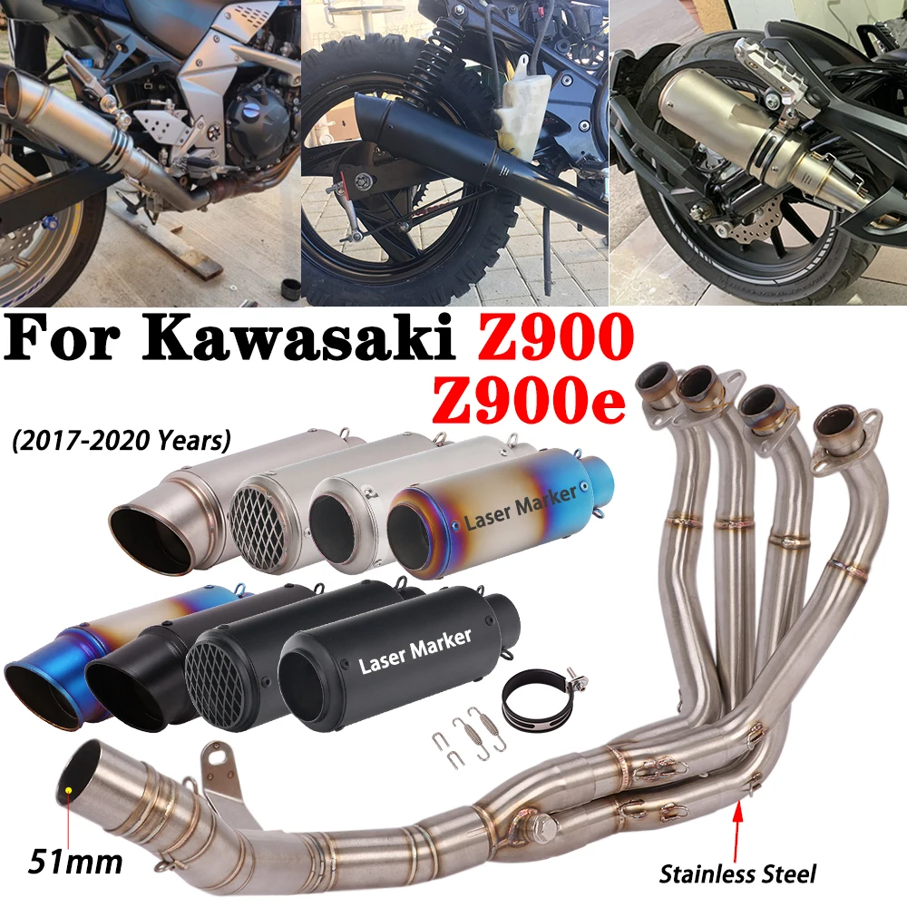 Motorcycle Exhaust Full System For Kawasaki Z900 Z900e 2017 2018 2019 2020 Escape Moto Modify Muffler Front Link Pipe DB Killer