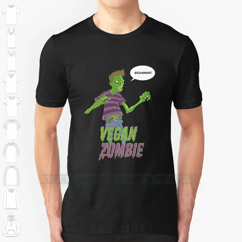 Vegan Zombie 100% Cotton T Shirt Vector Black Cool Cartoon Funny Vegan Zombie Geek Girls Cute Hipster Tee Short Sleeve Long