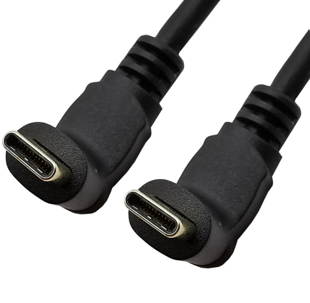 10Gbps USB 3.1 USB-C 16 + 1 90องศาขึ้นและลงซ้ายและขวามุมชายชุบทองชายประเภท C ถึง C PD 100W ข้อมูล4K HD