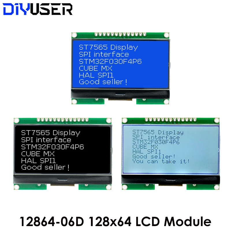 12864-06D, 12864, LCD module, COG, with Chinese font, dot matrix screen, SPI interface