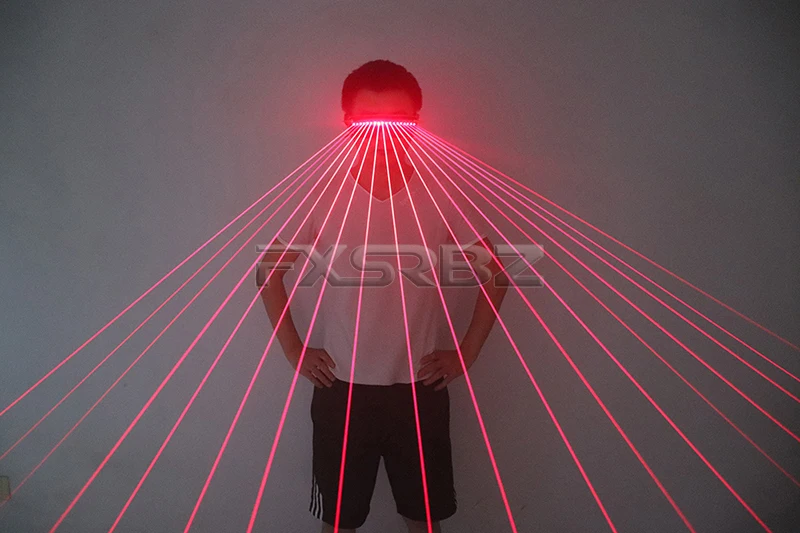 650nm Red Laser Glasses 18pcs Multi Beams Laser Flashing Glasses LED Light Show Halloween Party Stage Glow Clothing Accessories