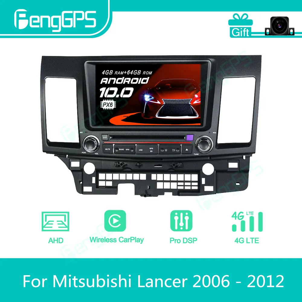 For Mitsubishi Lancer 2006 - 2015 Android Car Radio Stereo Multimedia DVD Player 2 Din Autoradio GPS Navigation PX6 Unit Screen