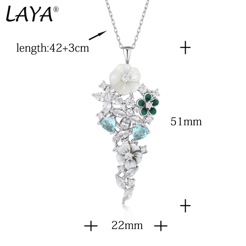 Laya 925 Sterling Silver Summer Hot Style Luxury Jewelry High Quality Zircon Natural Shell Flower Necklace For Women 2022 Trend