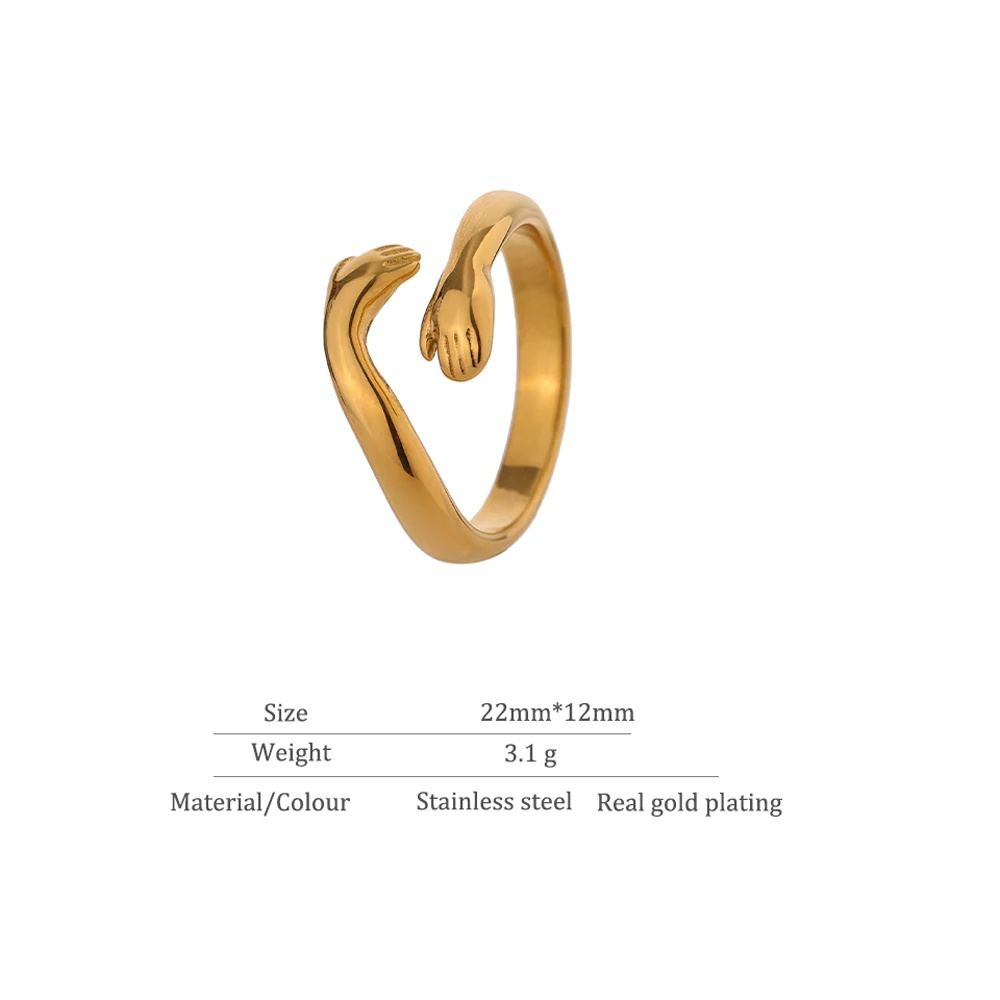 Yhpup – bague d'étreinte en acier inoxydable pour femmes, nouveau Design, accessoires occidentaux en or plaqué 18 K