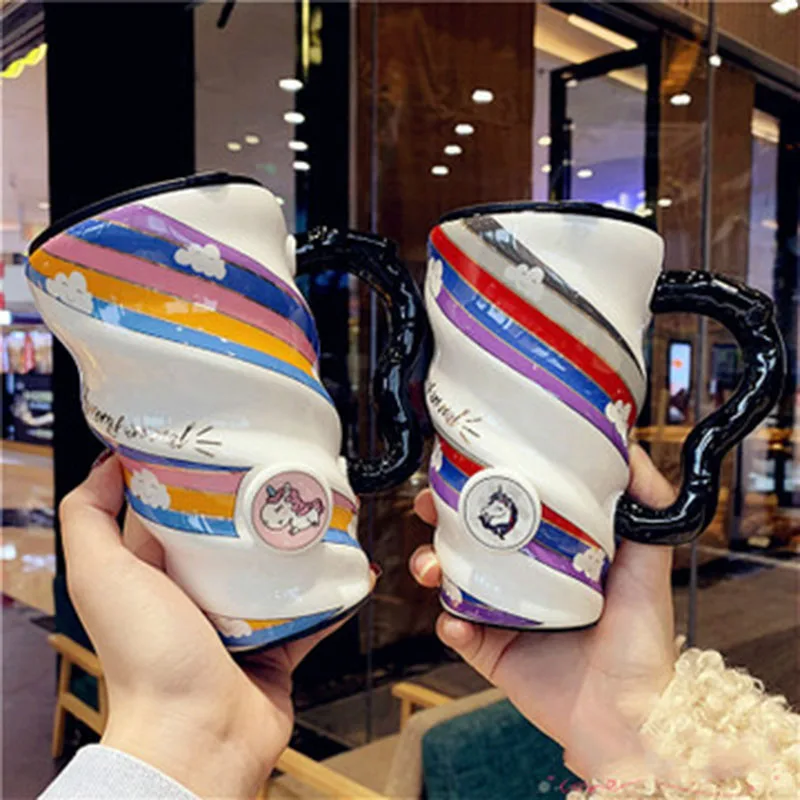 

Ceramics Coffee Mug Tazas Mug Cute Girl Heart Large Capacity Furniture Products With Handgrip Home Water Kружка Lovly