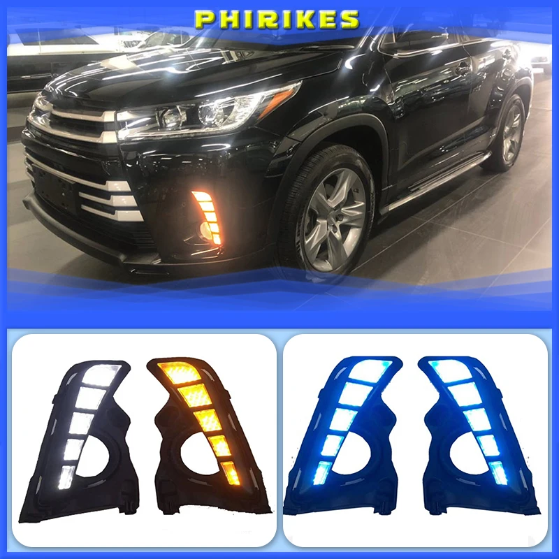 

For Toyota Highlander 2018 2019 2020 Yellow Turn Signal Style Relay Waterproof Car DRL 12V LED Daytime Running Light Day light