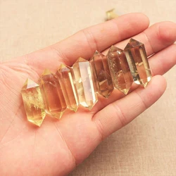 1Pc 40-50mm Natural Rare Citrine Double Terminated Wands Yellow Crystal Points Hexagonal Reiki Healing Crystals Column Specimen