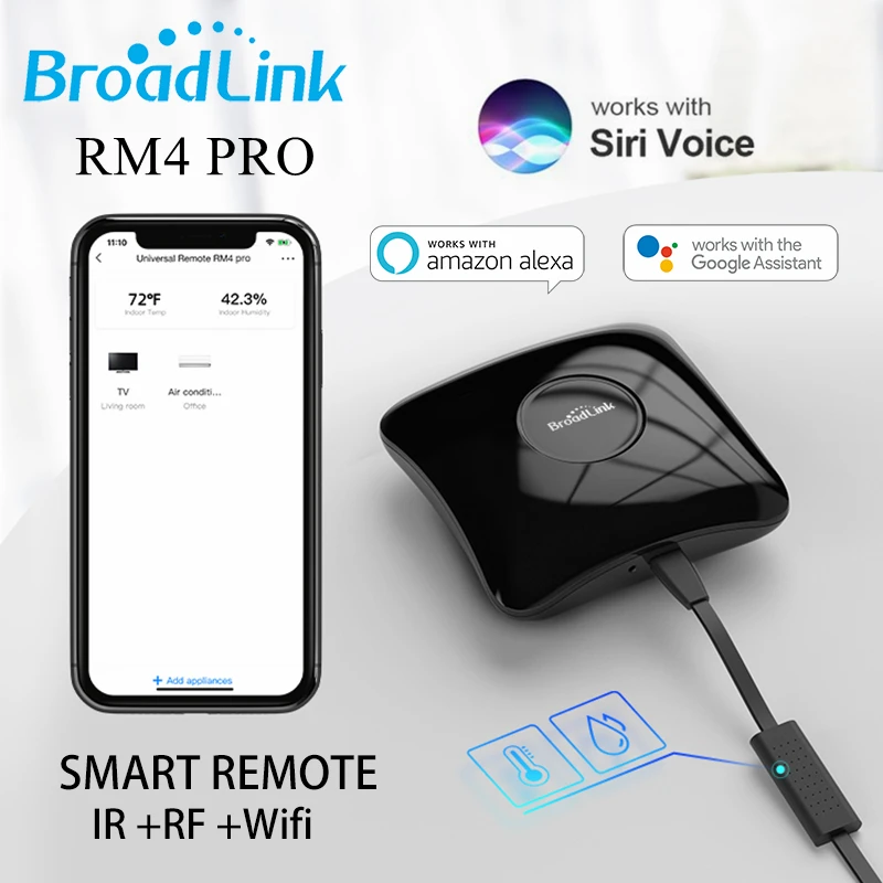 Original Broadlink RM4 Pro IR Remote Control RF Switch Universal Wifi Controller HTS2 Sensor Works Alexa Google Home Assistant