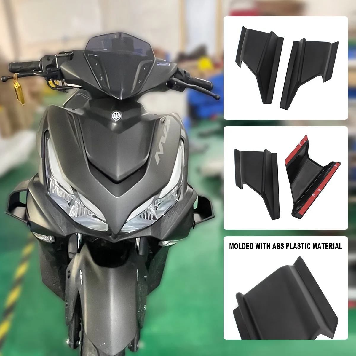 

SEMSPEED Black For Yamaha Aerox NVX 125 150 155 2021 Motorcycle Left Right 2pcs Front Pneumatic Fairing Wing Tip Cover Protector