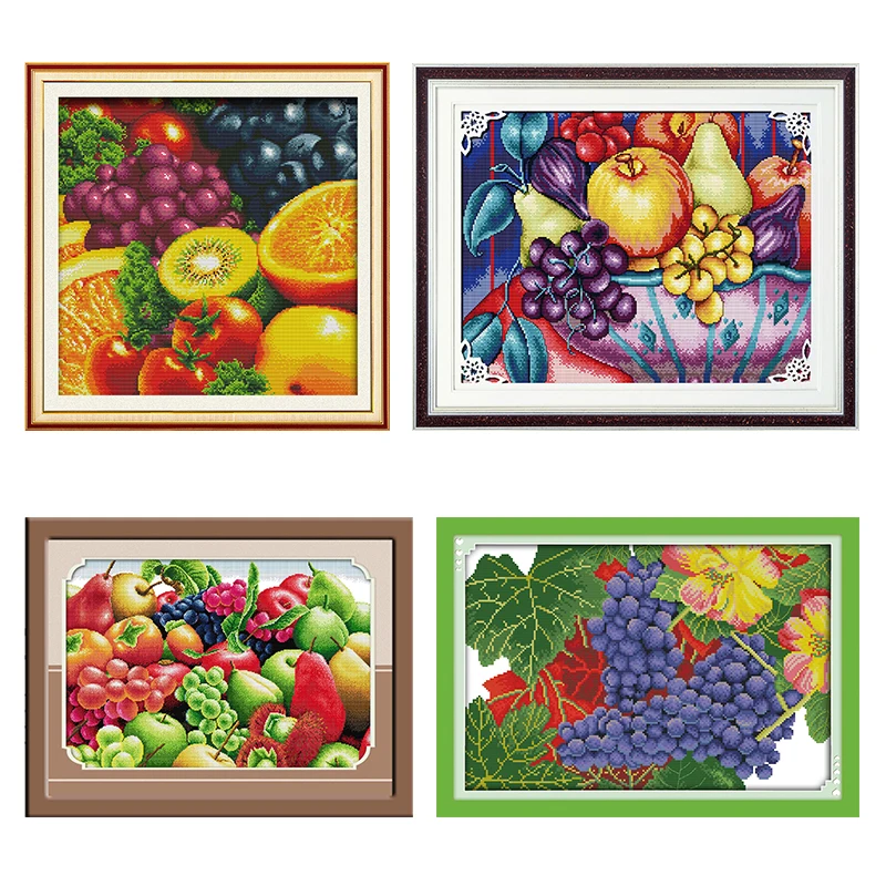 Fruits Cross Stitch Kit Stamped Pattern Counted 11CT 14CT Print Handmade Embroidery Thread Needlework  Decoration Art Sewing Set