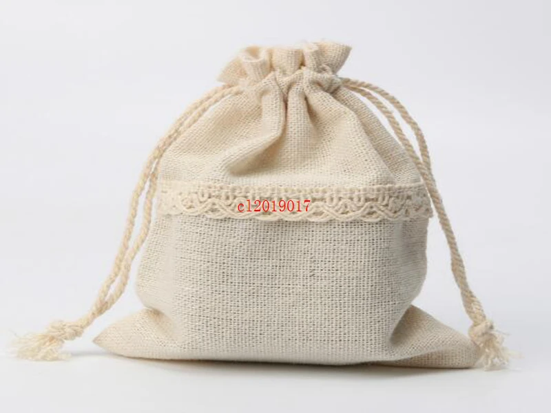 

Simple fashion pure color lace linen bag 10*14/13*18cm jewelry bag