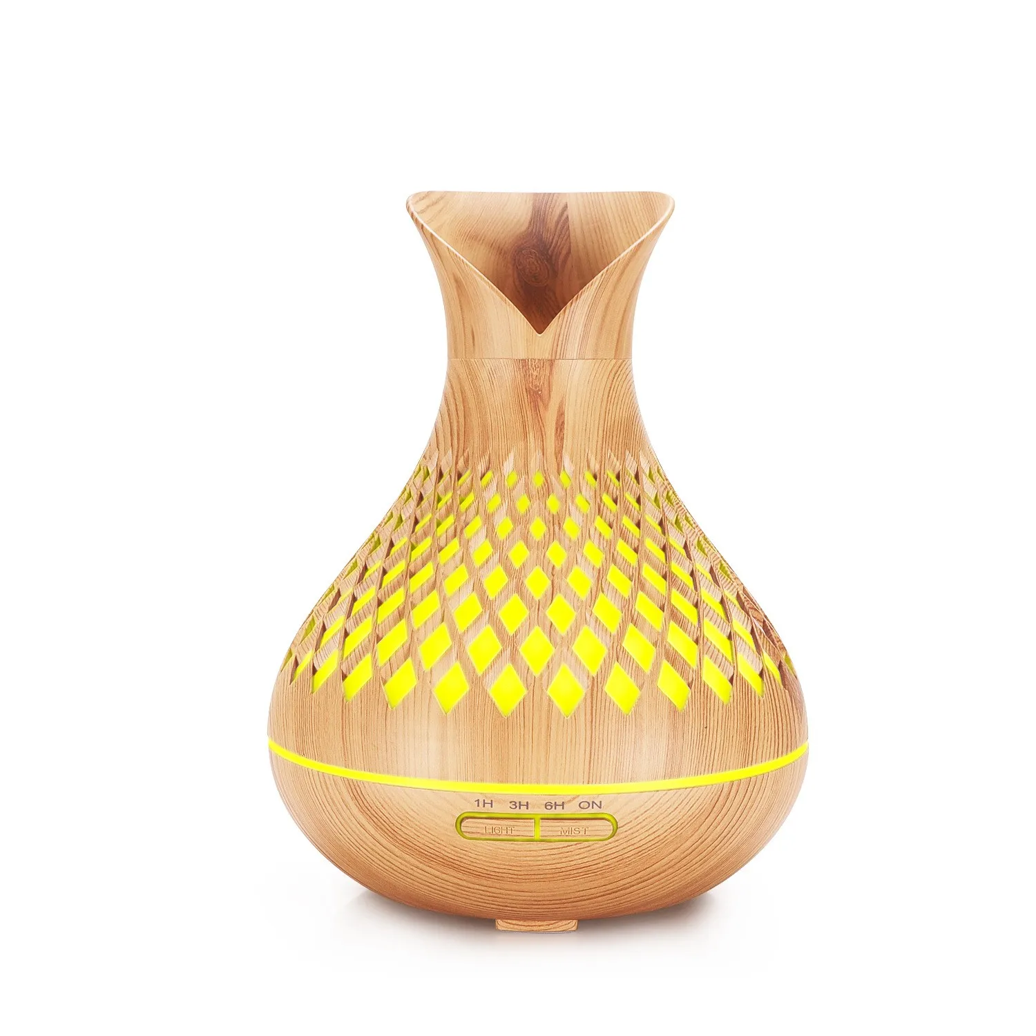 Difusor de Aroma de grano de madera con diseño de pétalos huecos, humidificadores de aromaterapia ultrasónicos de niebla fría de 2022 ML, esenciales para el hogar, 500