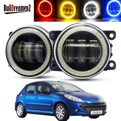 2 X Car Angel Eye Fog Light Assembly For Peugeot 206 206+ T3E 2009 2010 2011 2012 LED Lens DRL Fog Daytime Running Lamp 30W 12V