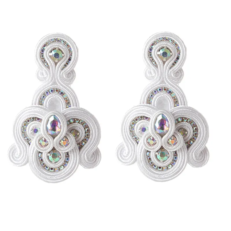 KpacoTa Ethnic boho long big earrings Exaggeration fashion jewelry colourful Soutache Handmade pendant earring for women gift