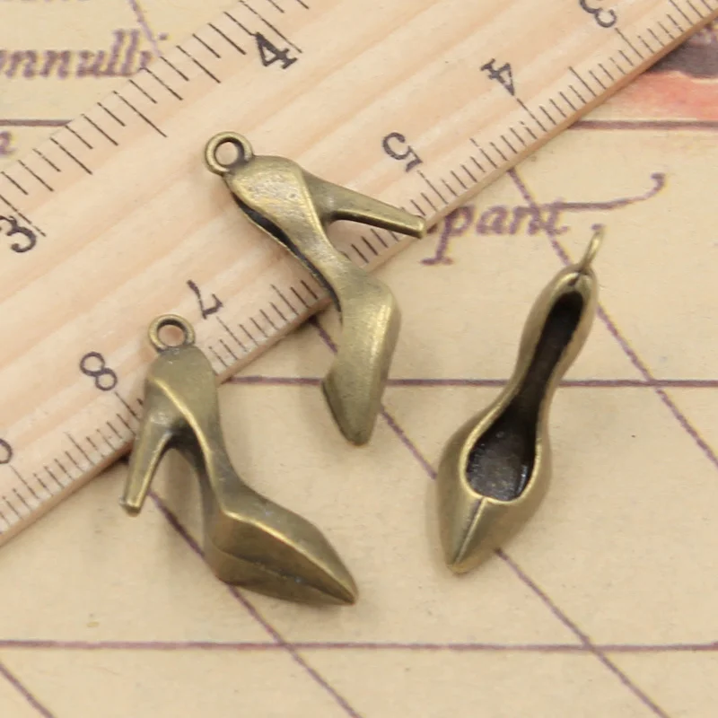 10pcs Charms High Heels high-heeled Shoes 29x17mm Tibetan Bronze Silver Color Pendants Antique Jewelry Making DIY Handmade Craft