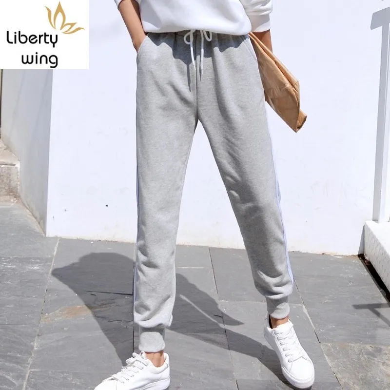 

Hot 2020 Women Casual Jogging Trousers Autumn Loose Cotton Sweatpants Female Solid Gray Blue Baggy High Waist Harem Pants Womens