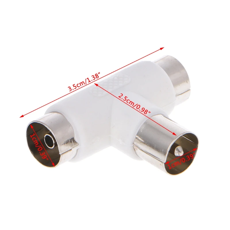 Adattatore per connettori maschio a 2x femmina a 2 vie TV T Splitter antenna coassiale
