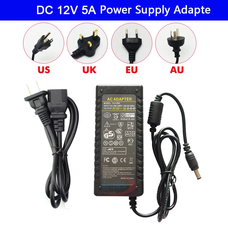 

DC 12V 5A led Power Adapter AC 100-240V to DC 12V Charger Adapter 220 V 12 V Converter Led Strip Light LED Transformer