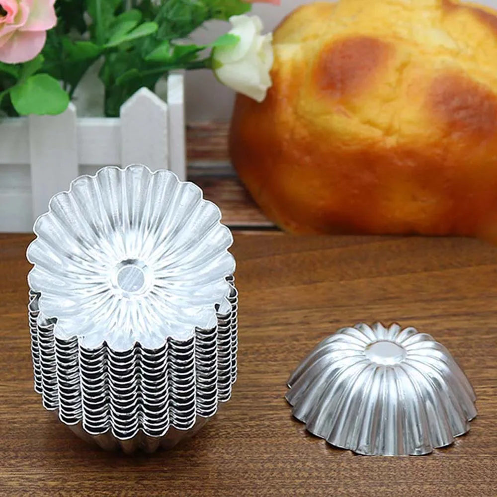 25pcs Mini Aluminum Alloy Tart Molds Cupcake Cookie Pudding Pie Mould Non-stick Baking Tool Muffin Cups Pastry accessories