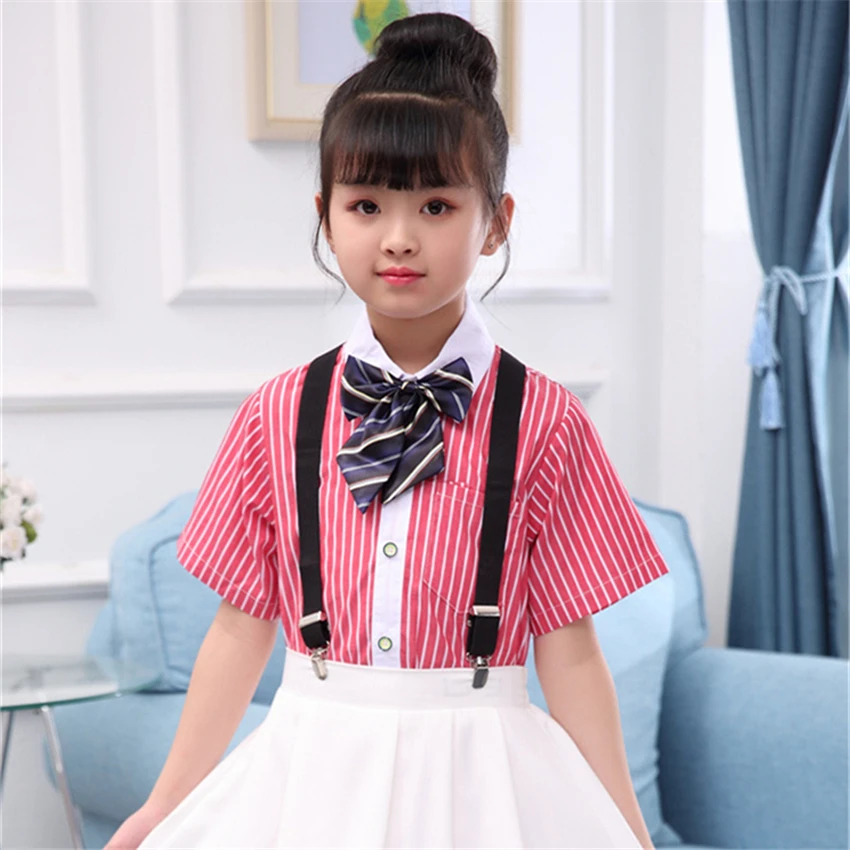 8Style New Japanese School Uniform for Girl Skirt Stripe College Chorus Team Wear Stage Performance Clothing Kids Costumes